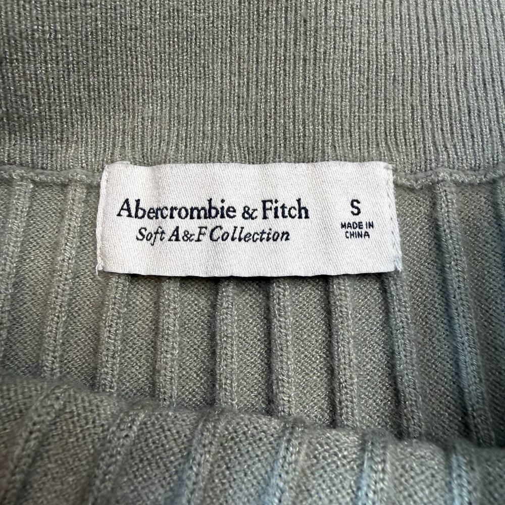 Abercrombie & Fitch Women’s Ribbed Sweater Midi Skirt Slit Sage Green S - Picture 4 of 6